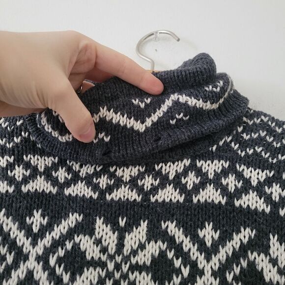 Vintage B. Moss Knit Nordic Turtleneck Sweater Gray/White Cotton Blend M - Picture 8 of 9